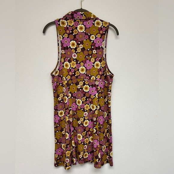 Urban Outfitters Purple Yellow Gold 70s Floral Dress Womens Size Large - Picture 5 of 10